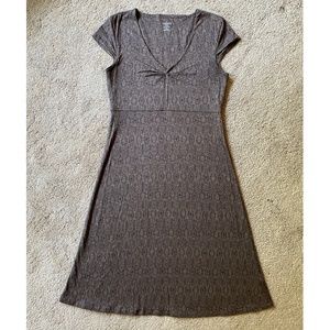 Horny Toad / Toad & Co Rosemarie Dress Short sleeve Brown w/pattern Sz Small S